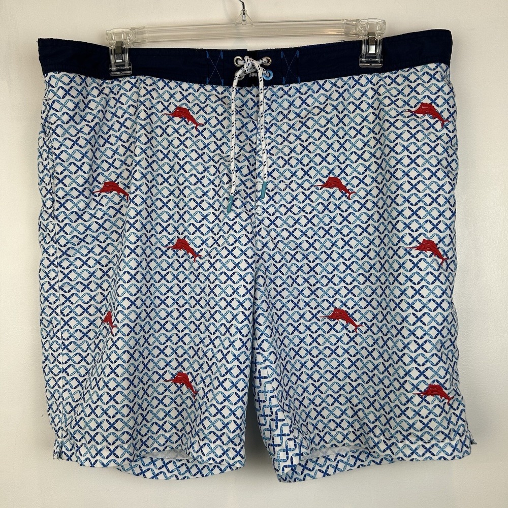 Tommy Bahama Swim Trunks Mens XXL Swordfish Embroidered Bathing Suit 40"x 8.5"